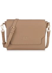 Beige imitation leather women's postbag TOREC-0899-80(W24)-01