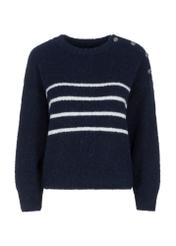 Navy blue striped women's sweater SWEDT-0200-69(Z23)-04