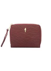 Small red leather women's wallet PORES-0815-4C(W26), front product view on white background.