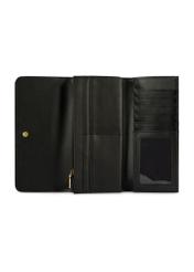 Black large women's wallet with monogram POREC-0421-98(Z25) - top view of the open product on a white background.