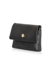 Black small women's leather wallet PORES-0895G-99(Z25), diagonal product view on white background.