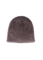 Dark brown women's hat with rabbit fur CZADT-0023A-1I(Z26), back view of the product on a white background.
