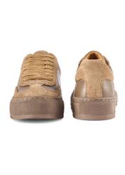Women's leather sneakers in cool beige color BUTYD-1260-1K(W26), front and back view of the product on a white background.