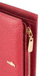 Red leather women's wallet PORES-0980R-4B(W26), close-up of the product detail on a white background.