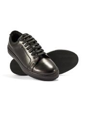 Leather black sports shoes BUTYM-0508-99(Z25), product view from the top and side on a white background.