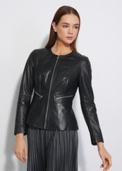 Women's waisted leather jacket KURDS-0418-1040(W23)-02