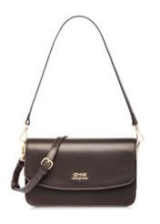 Brown women's imitation leather handbag TOREC-1081-1H(W26), front product view on white background.