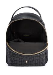 Black medium women's croco backpack TOREC-0920-9G(W26), product view from the inside on a white background.