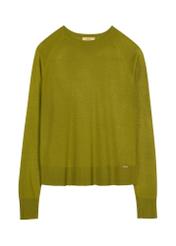 Thin olive women's sweater SWEDT-0257-8E(W26), front product view on white background.