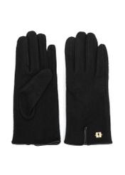 Black women's wool gloves REKDT-0027A-99(Z25) - front product view on white background.