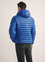 Men's blue jacket KURMT-0380-61(Z25), product view from the back on the model. Half of the silhouette visible.
