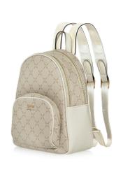 Beige women's backpack with monogram TOREC-1026-81(W25)-02