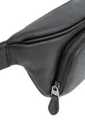 Men's black leather waist bag TORMS-0280R-9I(W26) - close-up detail, on white background.