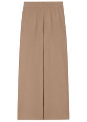 Women's camel viscose trousers SPODT-0116-1D(Z26), front product view on white background.