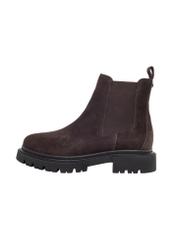 Dark brown suede women's Chelsea boots BUTYD-1093-1I(Z26), side view of the product on a white background.