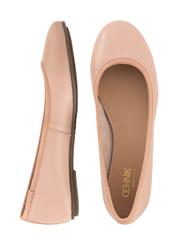 Beige leather ballerinas for women BUTYD-0713A-81(W23)-02