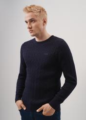 Men's cotton navy blue sweater SWEMT-0134-69(Z23)-01