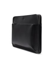Black leather men's briefcase TORMS-0532-99(Z26), diagonal view of the product on a white background.