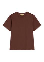 Brown cotton women's T-shirt TSHDT-0165-1H(Z26), front product view on white background.