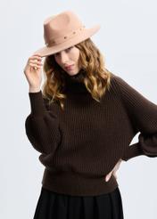 Women's woolen hat in camel color CZADT-0177-24(Z24)-01