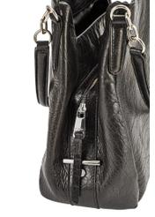 Black leather women's shopper handbag TORES-0636D-99(Z25), visible close-up of detail, view on white background.