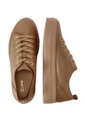 Women's leather sneakers in cool beige color BUTYD-1062-1K(W26), product view from above on a white background.