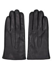 Men's black leather gloves REKMS-0088-99(Z26), front product view on white background.