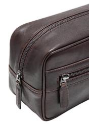 Brown men's cosmetic bag TORMS-0463-89(Z25), close-up of product detail, view on white background.