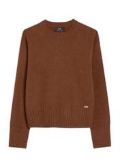 Brown women's sweater SWEDT-0242-89(Z25), product view from the front on a white background.