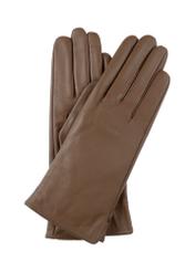 Women's brown leather gloves REKDS-0001-79(Z22)-01