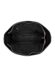 Black leather shopper bag TORES-1273-9I(W26) - top view of the product on a white background.