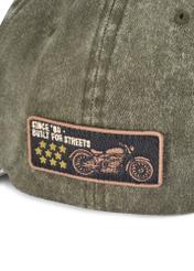 Khaki unisex baseball cap CZALT-0019-8D(W26) - close-up detail, on white background.