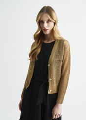 Sweter zapinany ażurowy damski SWEDT-0158-82(W22)-03