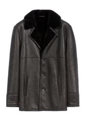 Black men's sheepskin coat made of natural leather KOZMS-0026-3191(Z25)