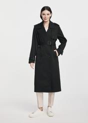 Long black women's coat-style jacket KURDT-0512-99(W25)-02