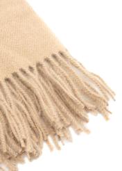 Beige women's scarf with a wool blend SZADT-0146-81(Z25), close-up of the product detail, view on a white background.