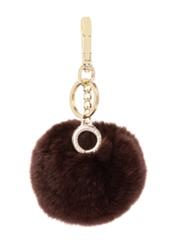Brown pompom keychain BRELOK-117A-1H(Z26), front product view on white background.
