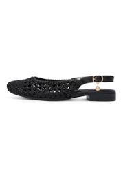 Black braided women's shoes BUTYD-1252-99(W26), side view of the product on a white background.