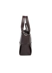 Dark brown small leather women's handbag TORES-1298-1H(W26), side product view on white background.