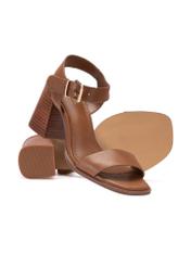 Women's brown leather sandals BUTYD-1178-1D(W26), diagonal product view on a white background.