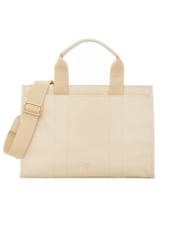 Cream cotton women's handbag TOREN-0332-0B(W26), front product view on white background.