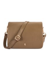 Dark beige leather women's handbag TORES-0911F-1K(W26) - front product view, on white background.