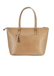 Beige large women's shopper bag TOREC-0953A-81(Z25), product view from the back on a white background.