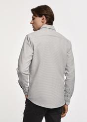 Grey men's shirt in fine peplite KOSMT-0311-91(Z23)-02