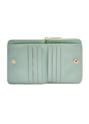 Small sage floral women's wallet POREC-0366-8P(W26) - top view of the product on a white background.