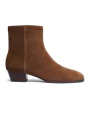 Light brown suede women's ankle boots BUTYD-1303-1G(Z26), side product view on white background.