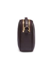 Small dark brown leather women's handbag TORES-1152-1I(Z26), side view of the product on a white background.