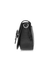 Women's black croco messenger bag TOREC-0880-9G(W26) - side view of the product, on a white background.