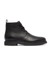 Black men's leather ankle boots BUTYM-0545-99(Z26), side view of the product on a white background.