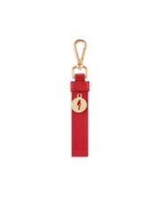 Red leather keychain BRELOK-0220-42(Z25), product view from the front on a white background.